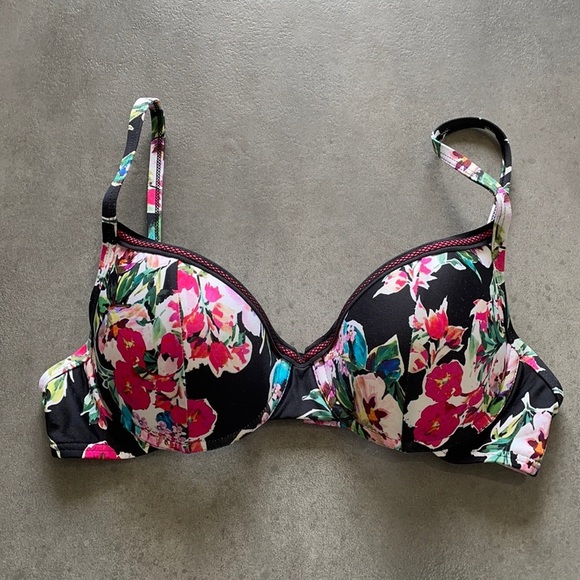 Kenneth Cole Floral Push-Up Bikini Top Size 34 B/C - Picture 1 of 14